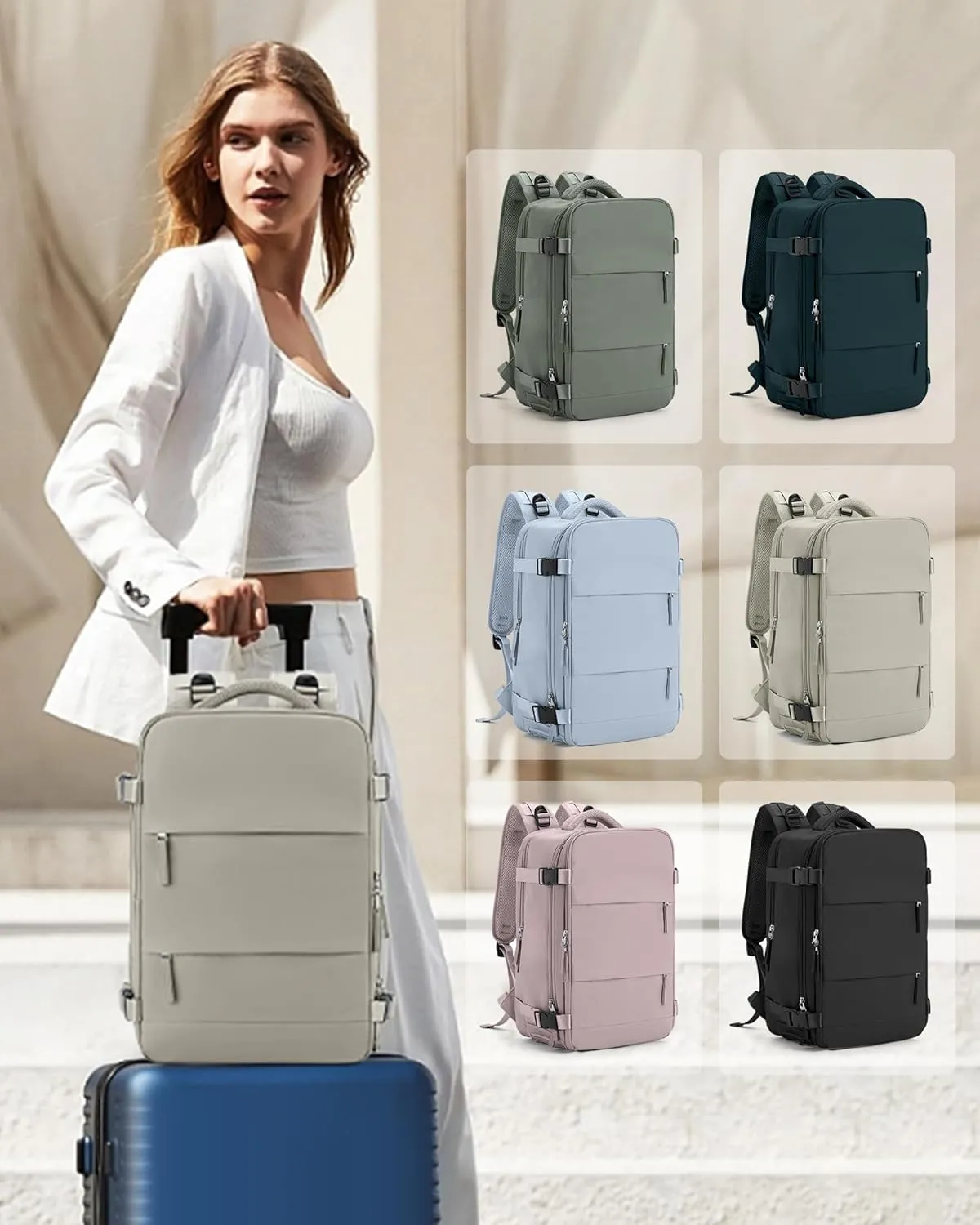 coowoz Travel Backpack Carry On for Women Man Gym Backpack with Laptop Compartment Mochila de Viaje Teacher Personal Item Backpack Rucksack Airplane Accessories Must Haves Brown Small
