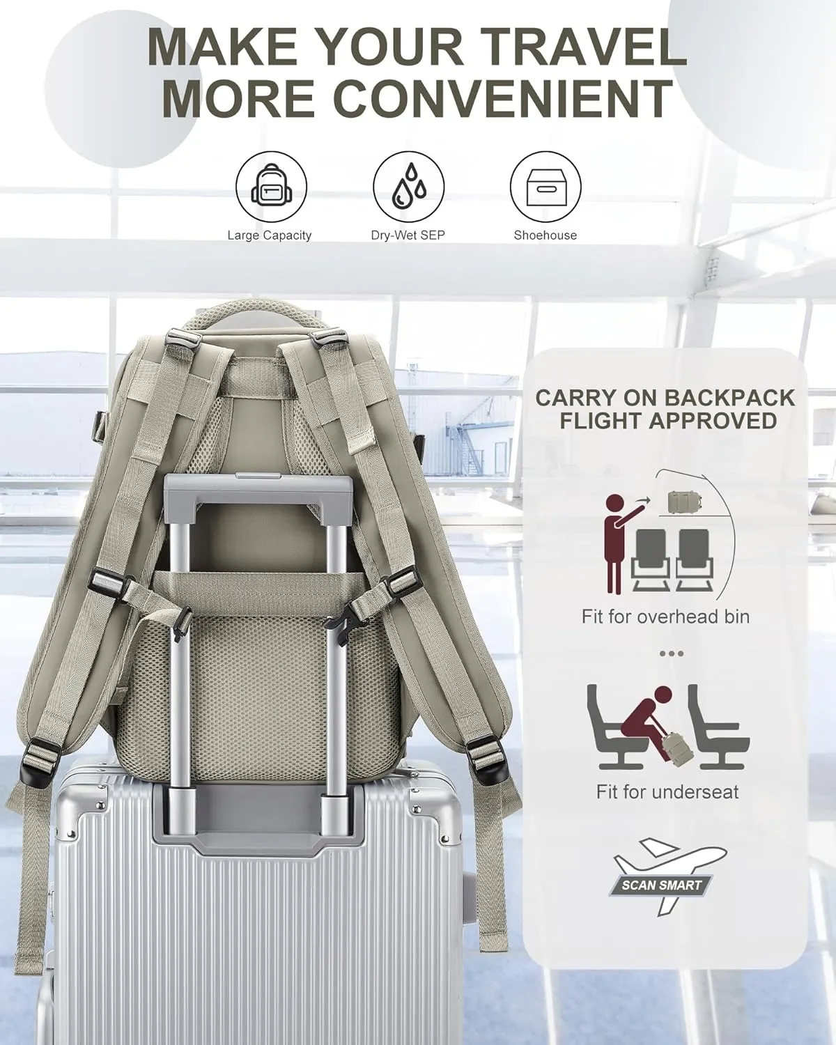 coowoz Travel Backpack Carry On for Women Man Gym Backpack with Laptop Compartment Mochila de Viaje Teacher Personal Item Backpack Rucksack Airplane Accessories Must Haves Brown Small