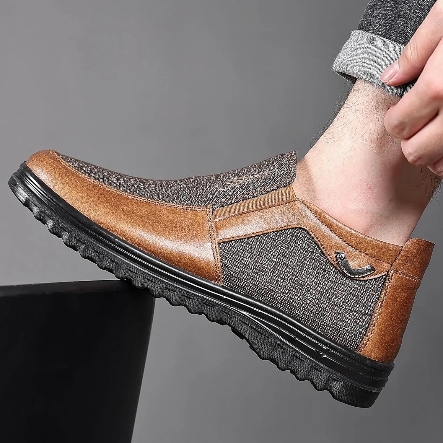 COSIDRAM Mens Casual Loafers Shoes Ankle High Lightweight Moccasins for Adult Male