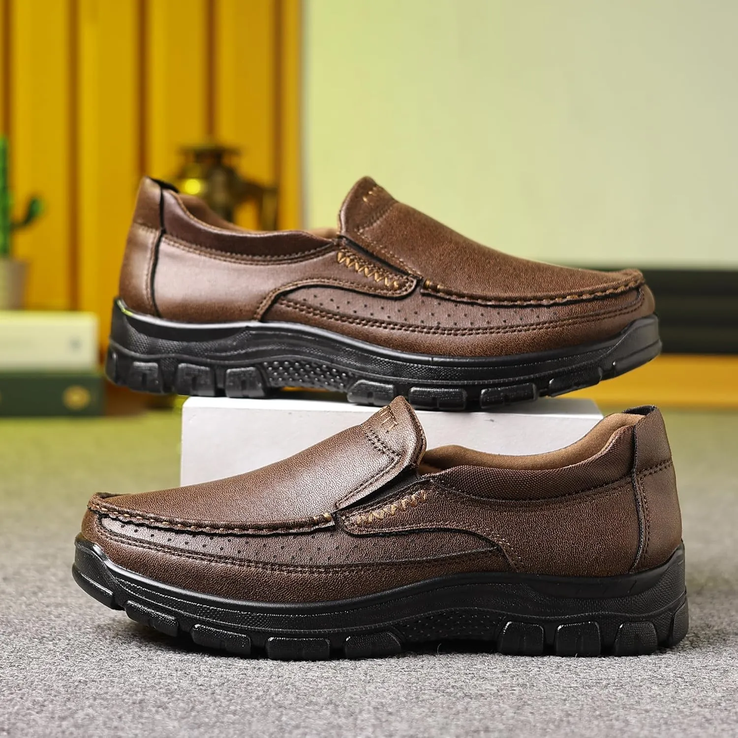 COSIDRAM Mens Casual Loafers Shoes Lightweight Luxury Comfort Bussiness Office Walking Shoes for Male