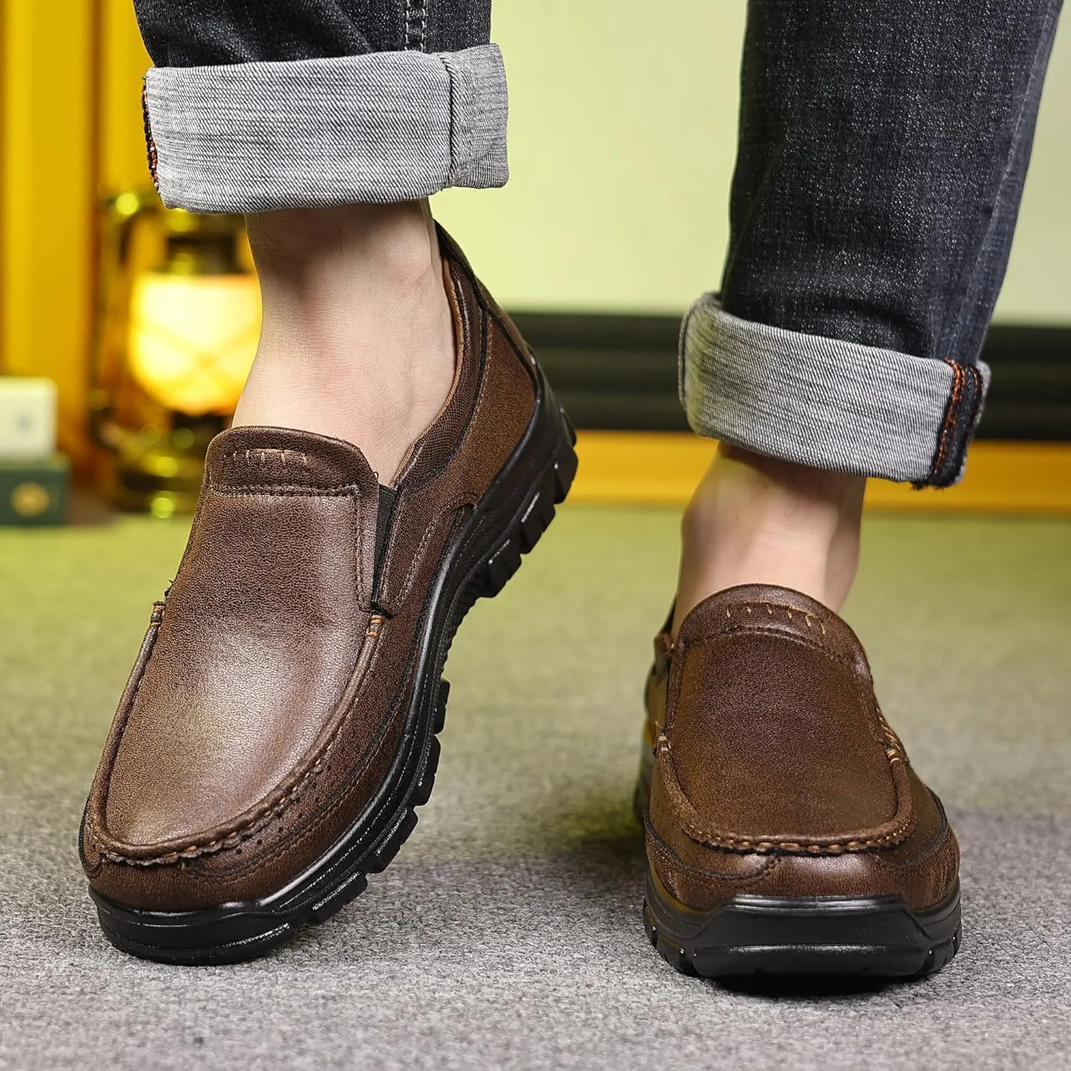 COSIDRAM Mens Casual Loafers Shoes Lightweight Luxury Comfort Bussiness Office Walking Shoes for Male