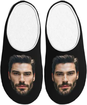Custom Face Slippers for Women Man Add Text Logo Personalized Photo Warm Slippers Customized Non-Slip Fluffy Slippers Indoor Outdoor Winter Slippers