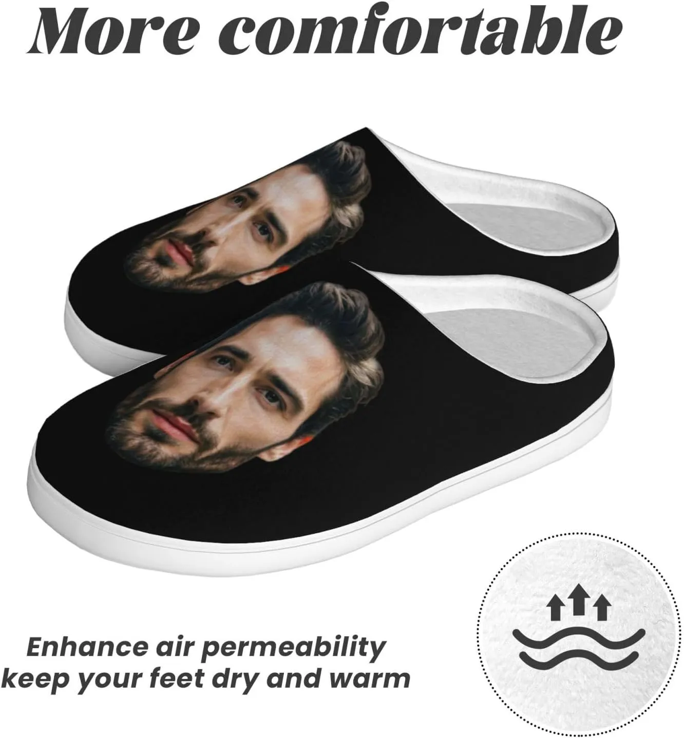 Custom Face Slippers for Women Man Add Text Logo Personalized Photo Warm Slippers Customized Non-Slip Fluffy Slippers Indoor Outdoor Winter Slippers