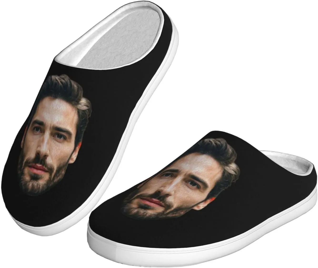 Custom Face Slippers for Women Man Add Text Logo Personalized Photo Warm Slippers Customized Non-Slip Fluffy Slippers Indoor Outdoor Winter Slippers