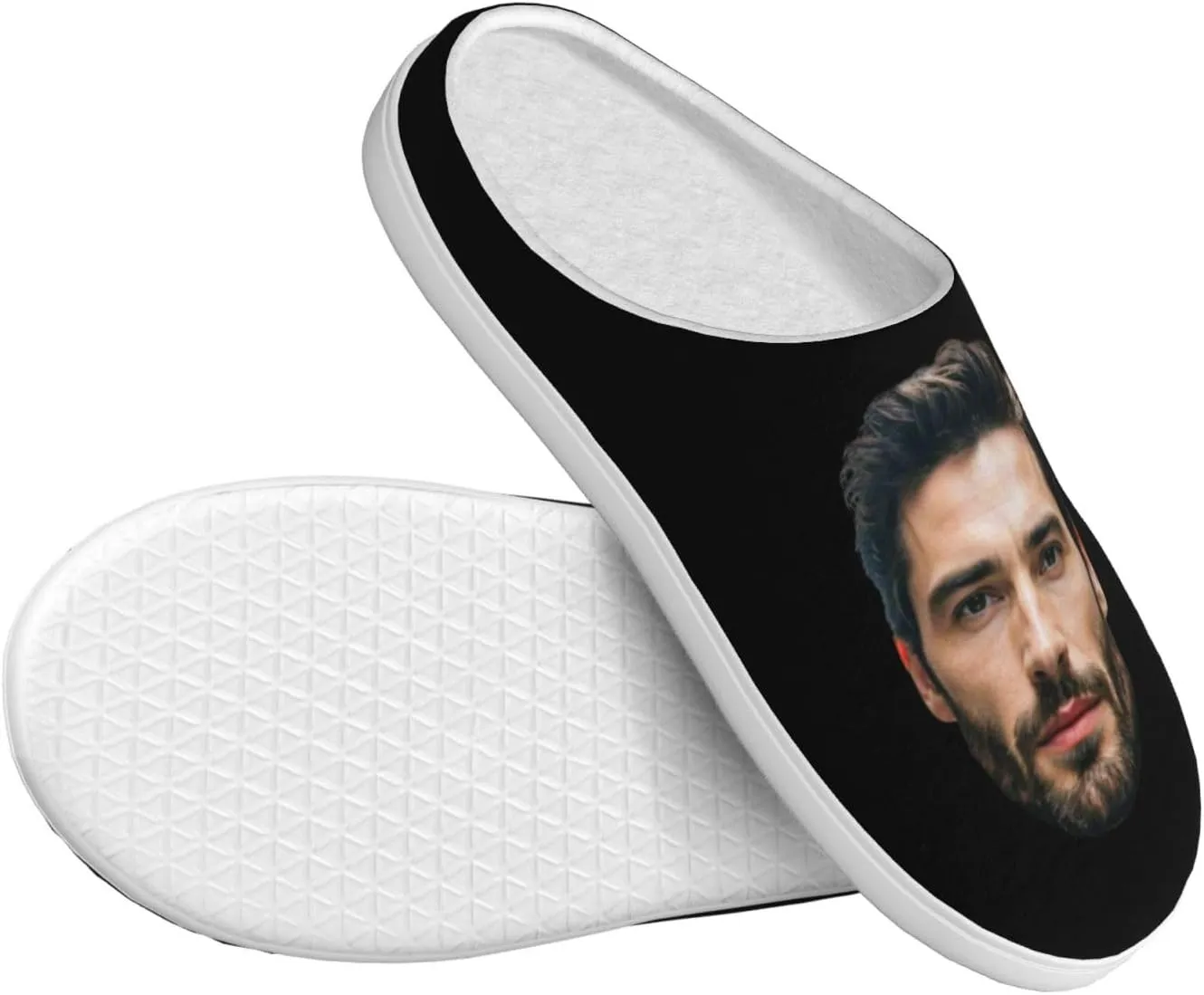 Custom Face Slippers for Women Man Add Text Logo Personalized Photo Warm Slippers Customized Non-Slip Fluffy Slippers Indoor Outdoor Winter Slippers