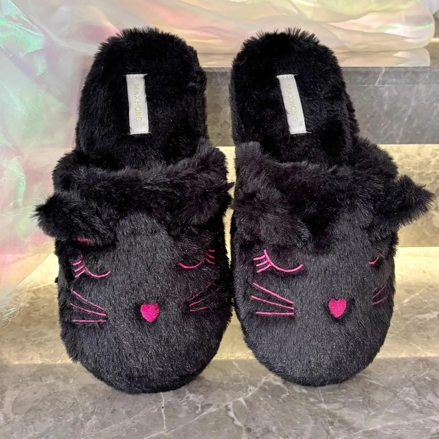 Cute Animal Slipper for women Cozy Memory Foam House Slippers Plush Fleece Lining Soft Comfy Non-Slip Sole Indoor Cat Dog Bunny Slippers