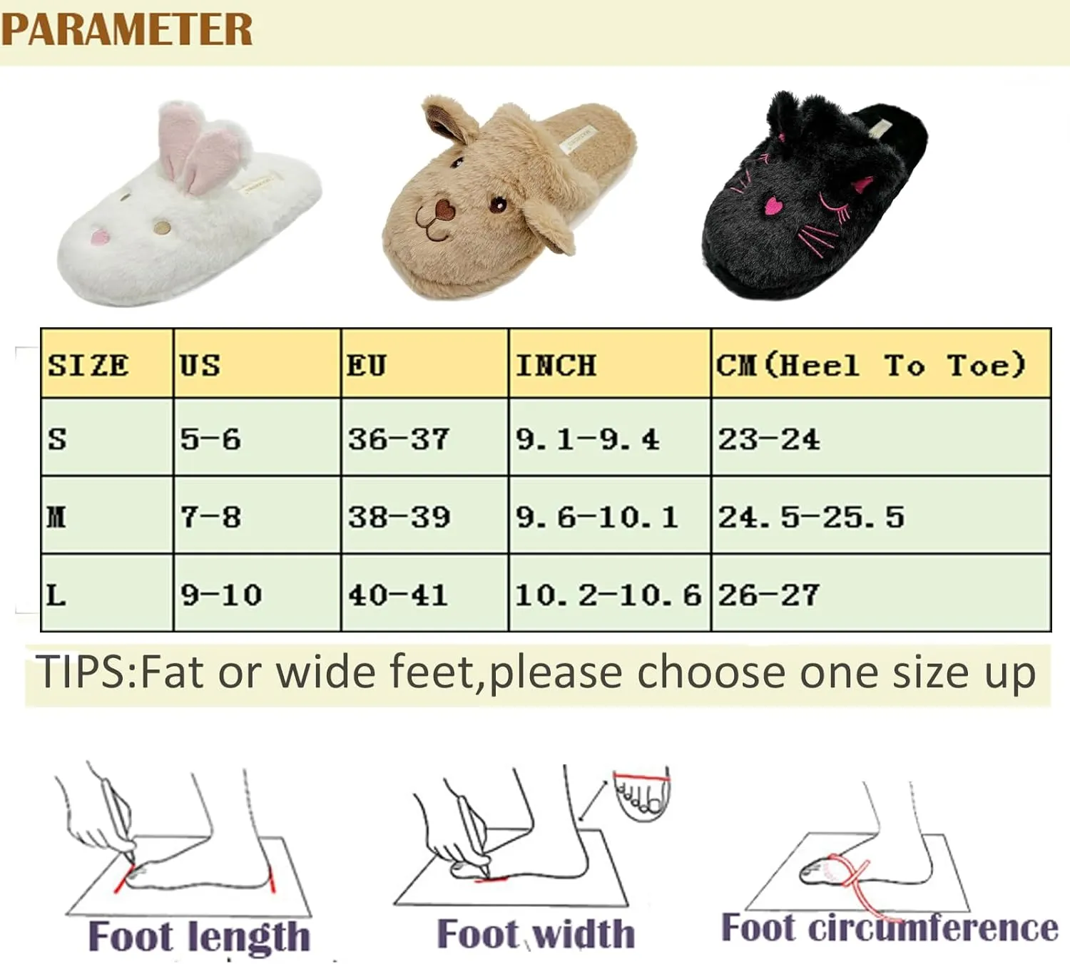 Cute Animal Slipper for women Cozy Memory Foam House Slippers Plush Fleece Lining Soft Comfy Non-Slip Sole Indoor Cat Dog Bunny Slippers