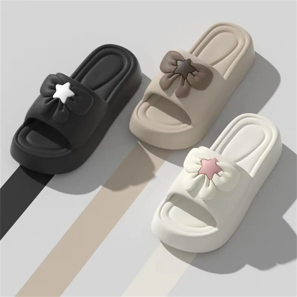 Cute Bow Pink Star Slipper Sandals Women Non Slip Outdoor & Indoor Footwear For Beach Travel Shower Flip Flops Women