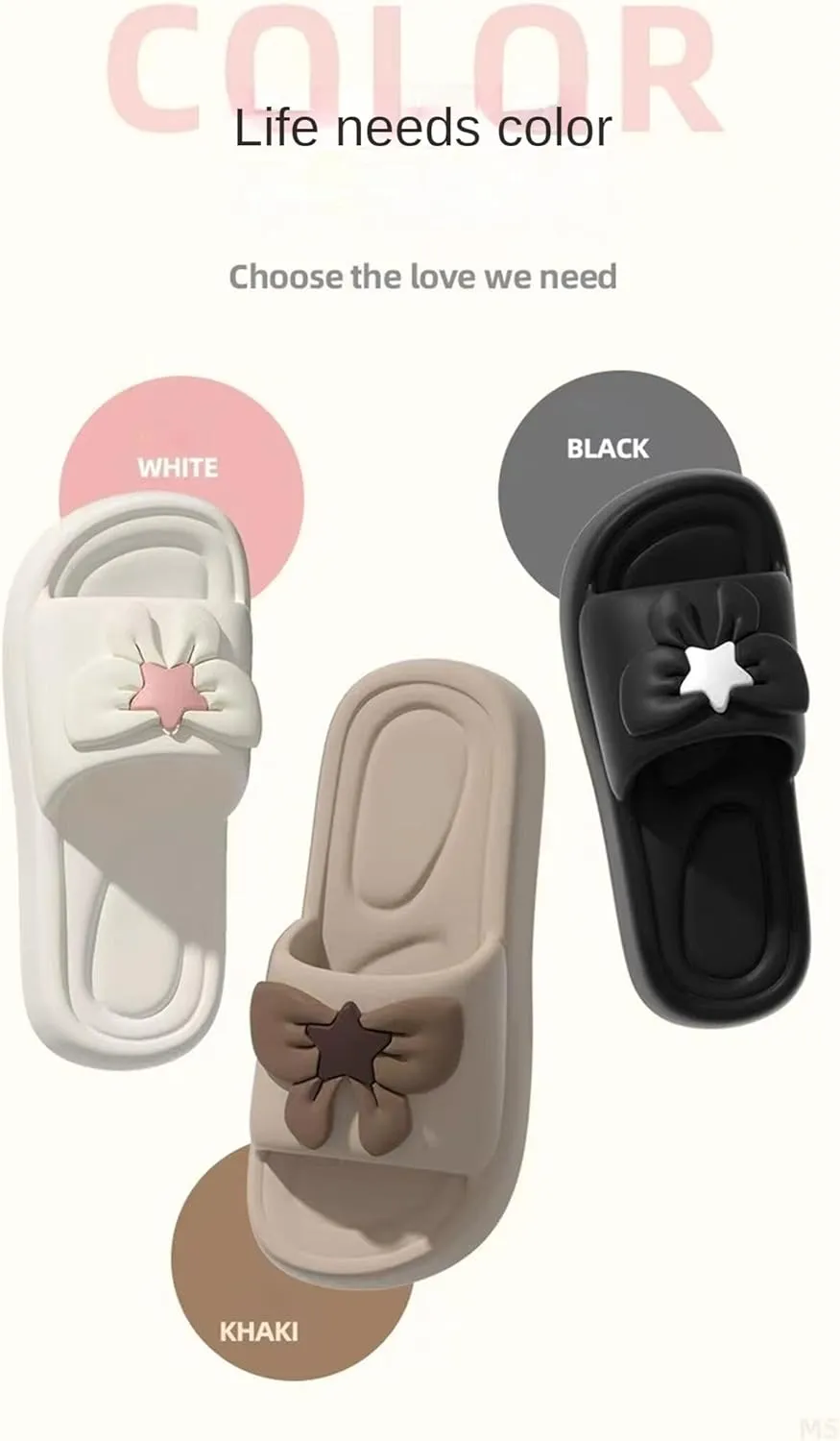 Cute Bow Pink Star Slipper Sandals Women Non Slip Outdoor & Indoor Footwear For Beach Travel Shower Flip Flops Women