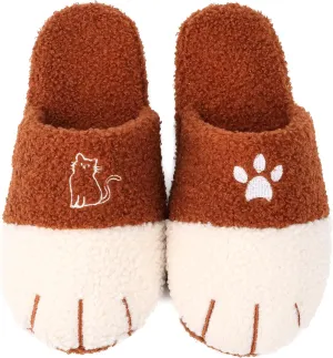 Cute Cat Paw Animal Slippers Anti-Skid Memory Foam House Shoes Warm Fluffy Fuzzy Women Slippers Christmas Halloween Gifts