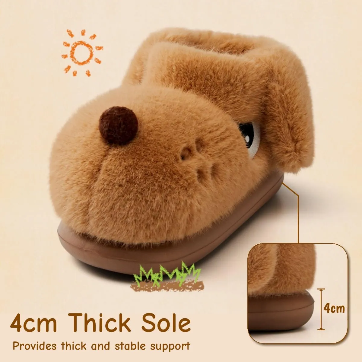 Cute Dog Slippers for Women and Men, Animal Fluffy Slippers, Womens Mens Fuzzy Slippers, Plush Warm Cozy House Slippers