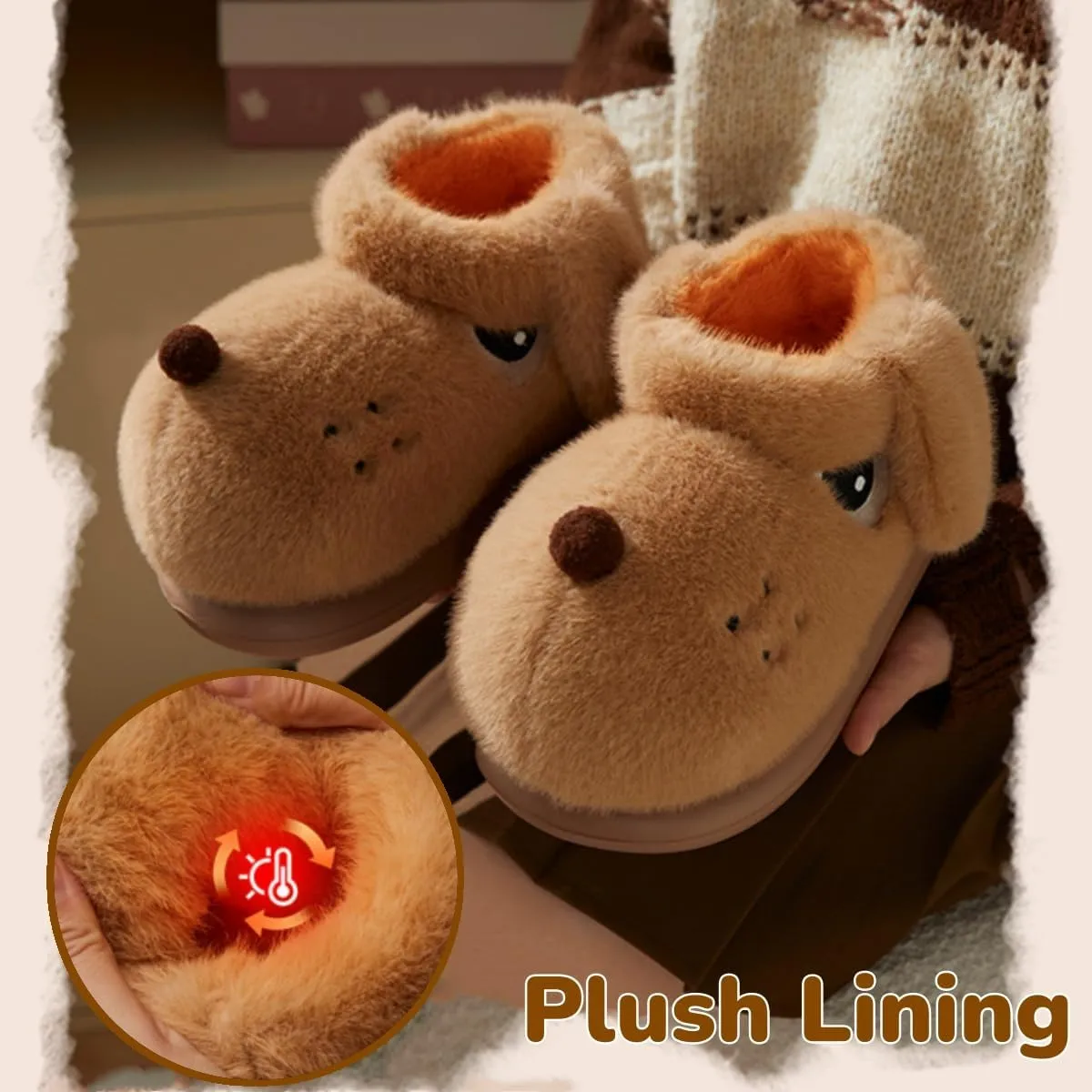 Cute Dog Slippers for Women and Men, Animal Fluffy Slippers, Womens Mens Fuzzy Slippers, Plush Warm Cozy House Slippers