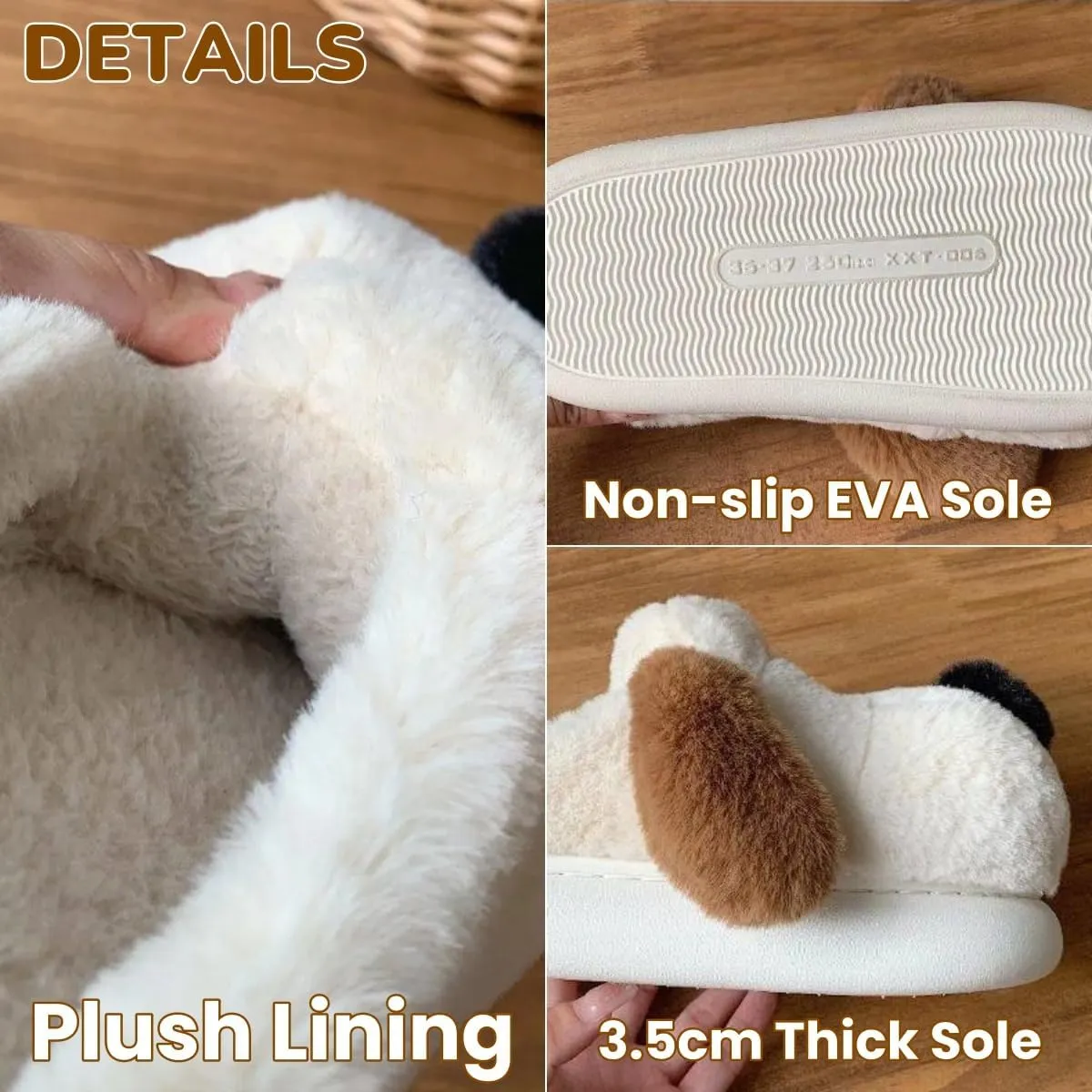 Cute Dog Slippers for Women and Men, Animal Fluffy Slippers, Womens Mens Fuzzy Slippers, Plush Warm Cozy House Slippers