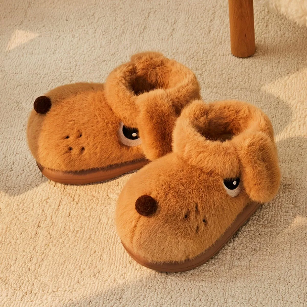 Cute Dog Slippers for Women and Men, Animal Fluffy Slippers, Womens Mens Fuzzy Slippers, Plush Warm Cozy House Slippers