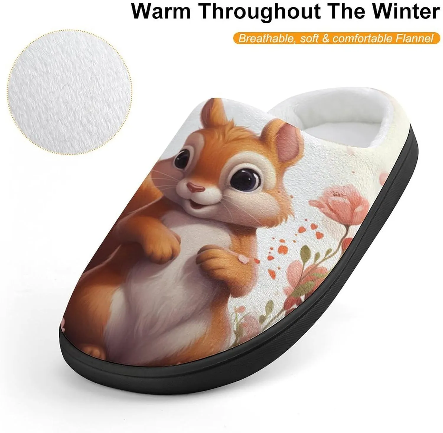 Cute Hamster Kids Slippers for Girls Boys Winter Warm Plush Slip On House Slippers for Indoor Outdoor