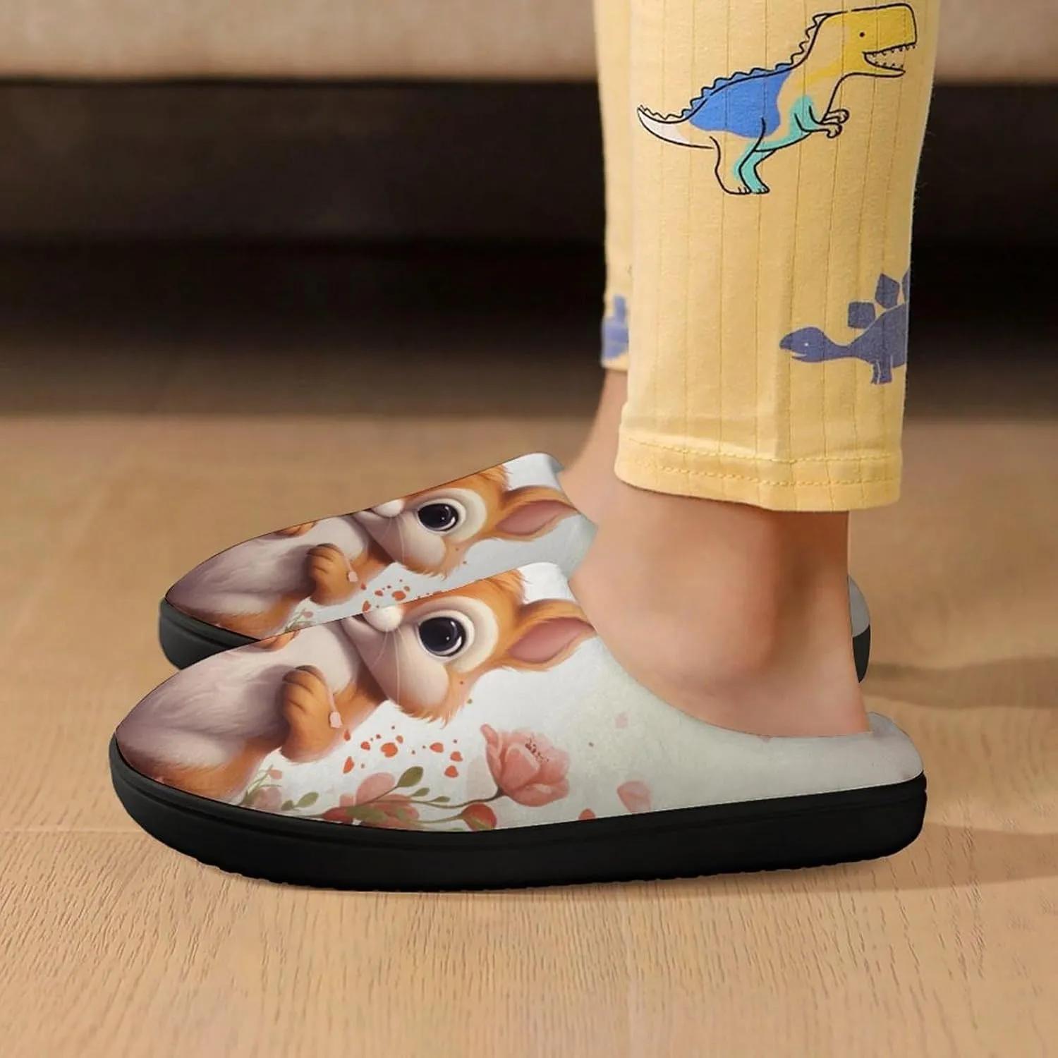 Cute Hamster Kids Slippers for Girls Boys Winter Warm Plush Slip On House Slippers for Indoor Outdoor