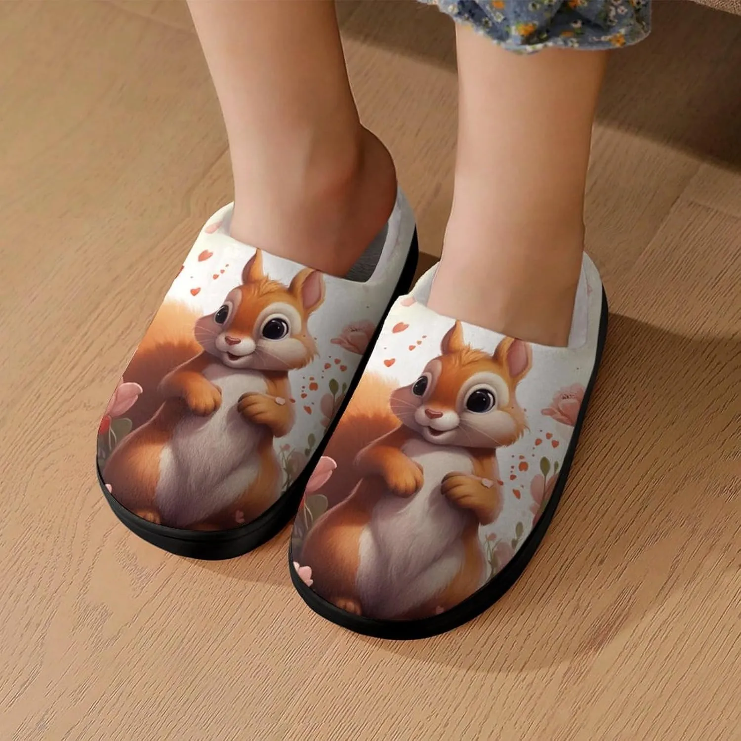Cute Hamster Kids Slippers for Girls Boys Winter Warm Plush Slip On House Slippers for Indoor Outdoor