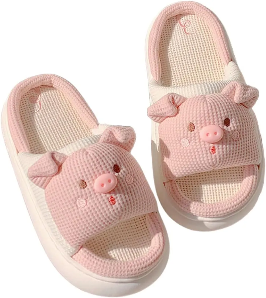 Cute Pig Shape House Slippers for Women,Indoor Outdoor Cartoon Animal Slippers for Girls,Thick Sole Bedroom Slippers