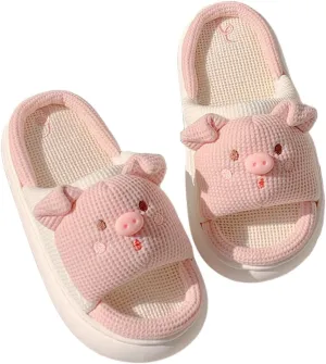 Cute Pig Shape House Slippers for Women,Indoor Outdoor Cartoon Animal Slippers for Girls,Thick Sole Bedroom Slippers