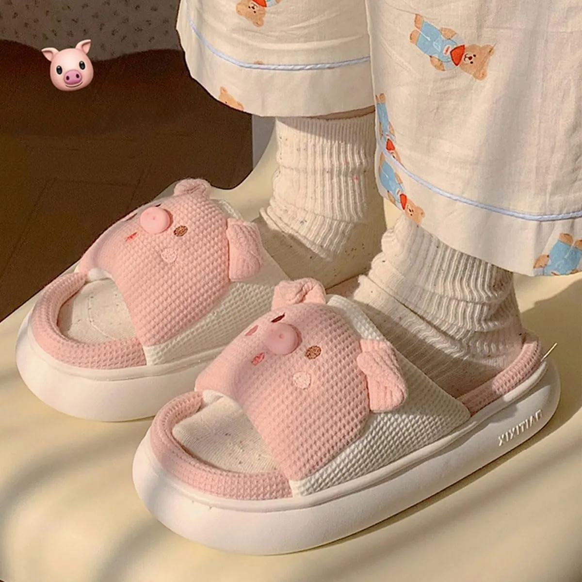 Cute Pig Shape House Slippers for Women,Indoor Outdoor Cartoon Animal Slippers for Girls,Thick Sole Bedroom Slippers
