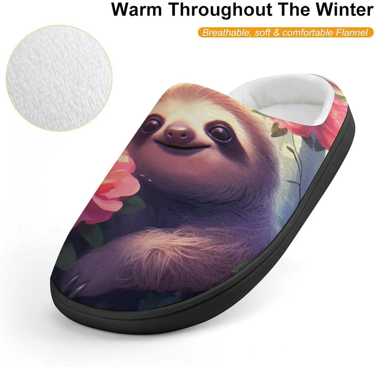 Cute Sloth Animals Kids Slippers for Girls Boys Winter Warm Plush Slip On House Slippers for Indoor Outdoor