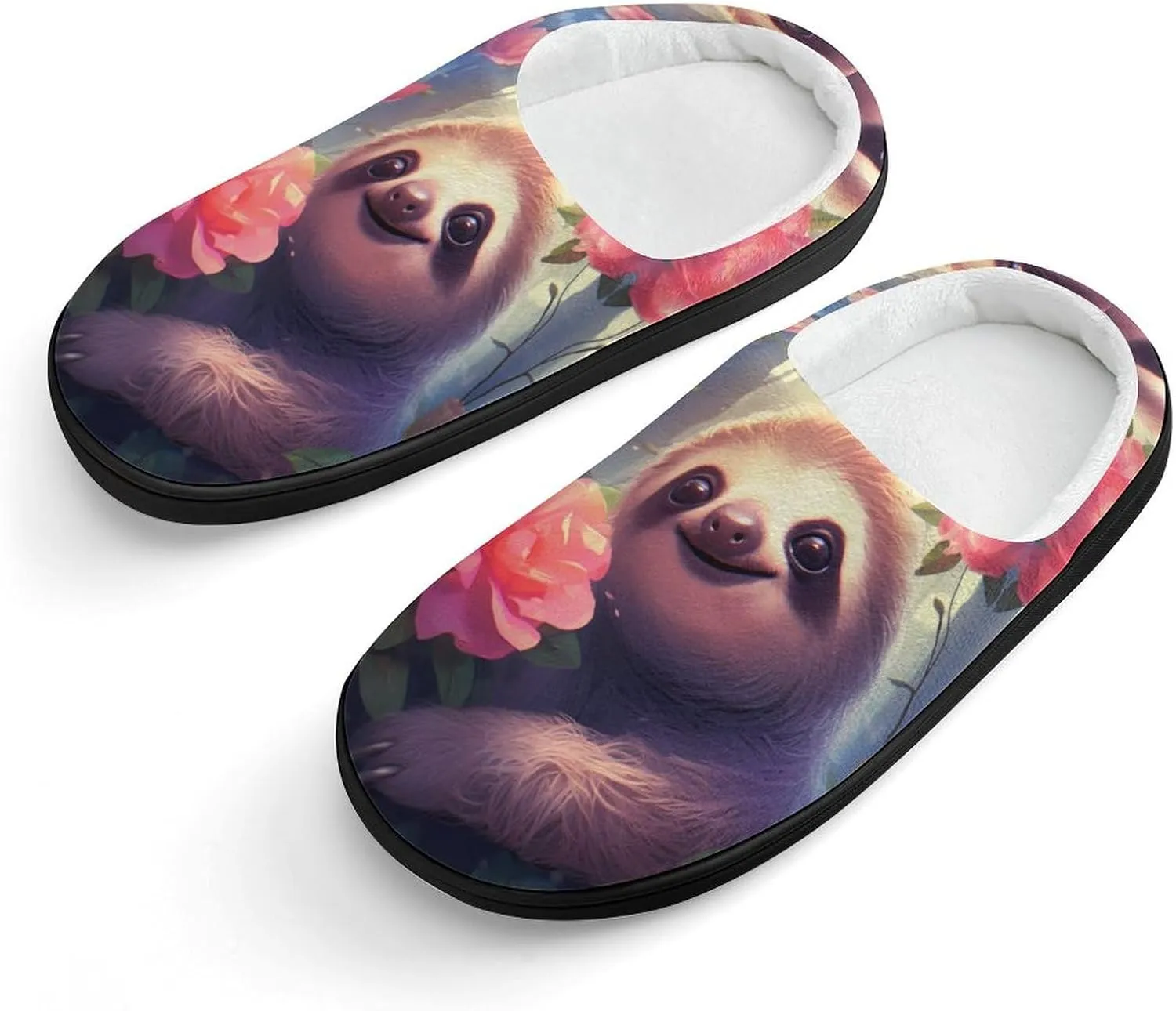 Cute Sloth Animals Kids Slippers for Girls Boys Winter Warm Plush Slip On House Slippers for Indoor Outdoor
