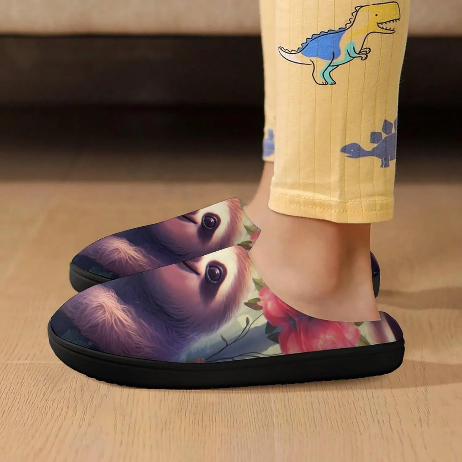 Cute Sloth Animals Kids Slippers for Girls Boys Winter Warm Plush Slip On House Slippers for Indoor Outdoor