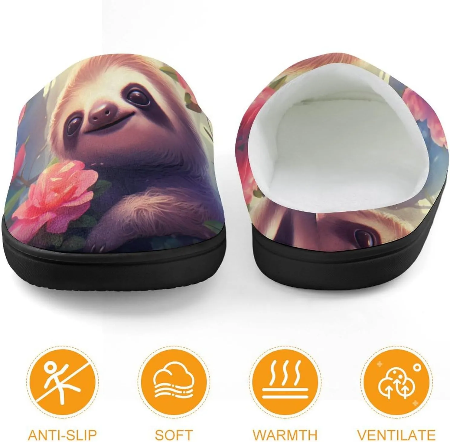 Cute Sloth Animals Kids Slippers for Girls Boys Winter Warm Plush Slip On House Slippers for Indoor Outdoor