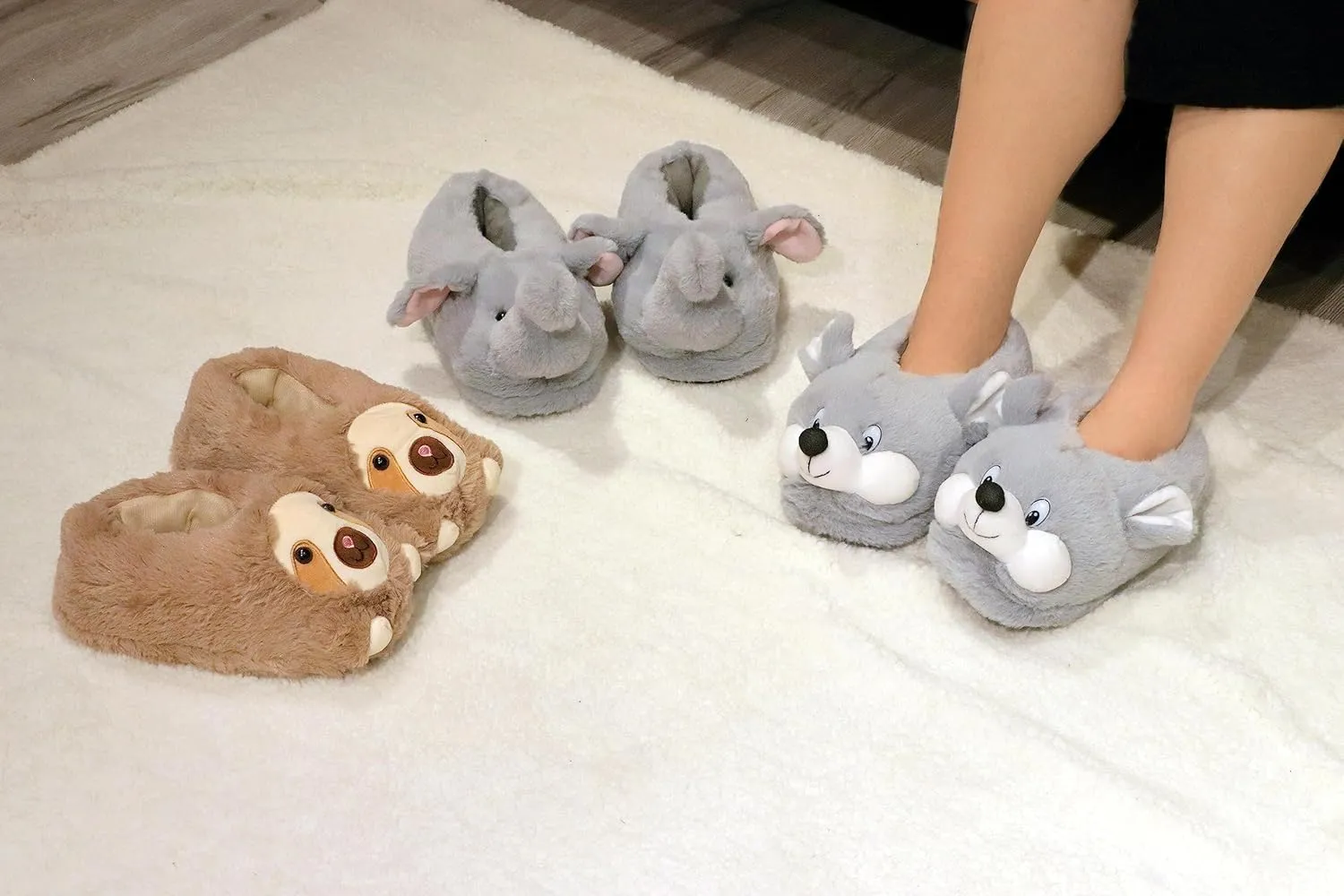 Cute Women Penguin Animal Slippers Fluffy Warm Plush House Shoes Novelty Soft Slippers Cartoon Gifts for Birthday Christmas