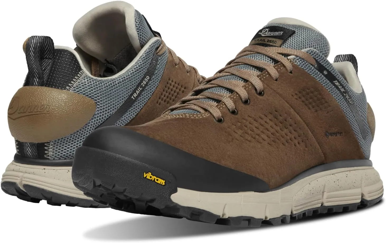 Danner Trail 2650 3” Waterproof Hiking Shoes for Men - Durable Leather & Textile Upper with Breathable Gore-Tex Lining and Vibram Traction Outsole, Kangaroo Brown/Stormy Weather - 11 D