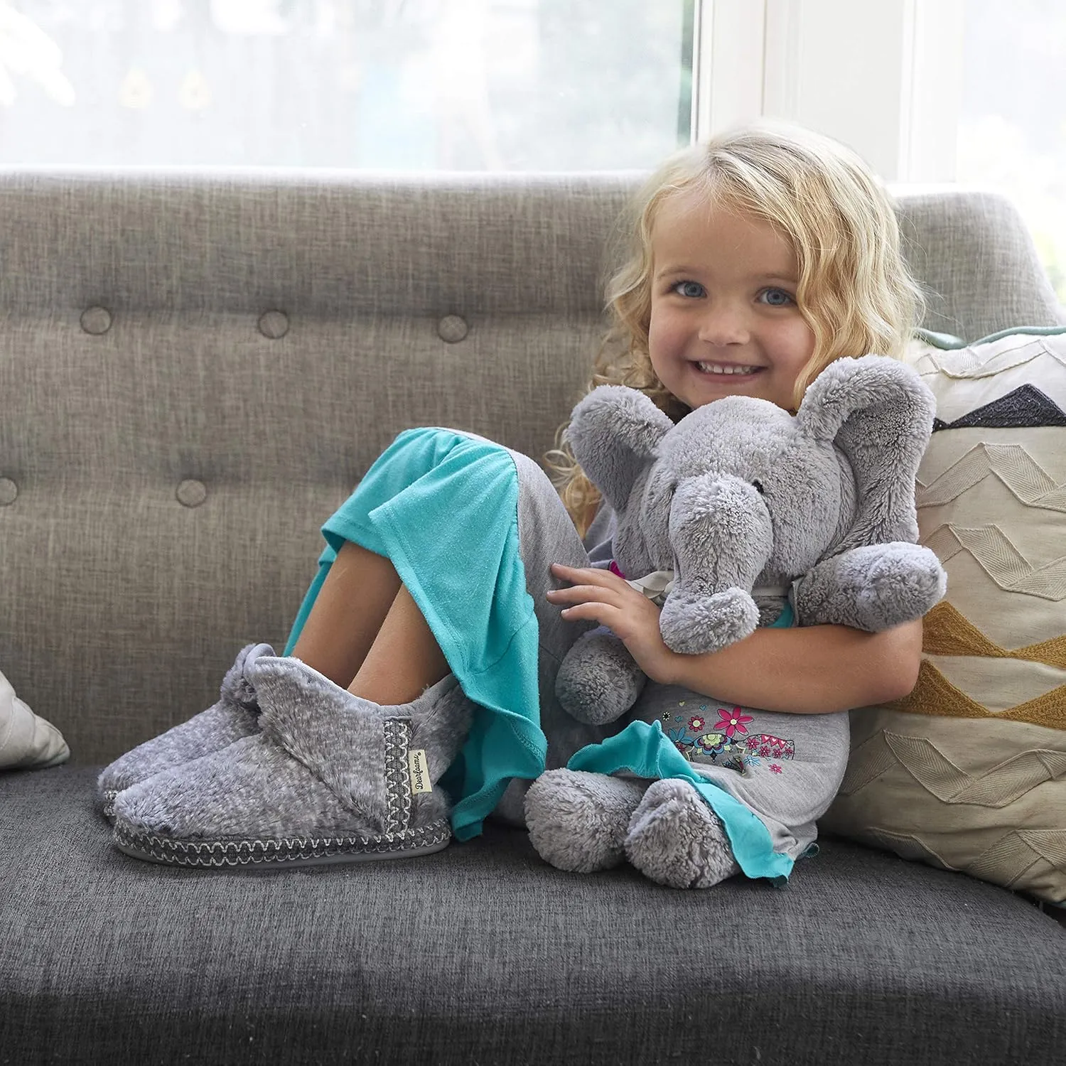 Dearfoams Kids' Charlotte Furry Bootie Slipper
