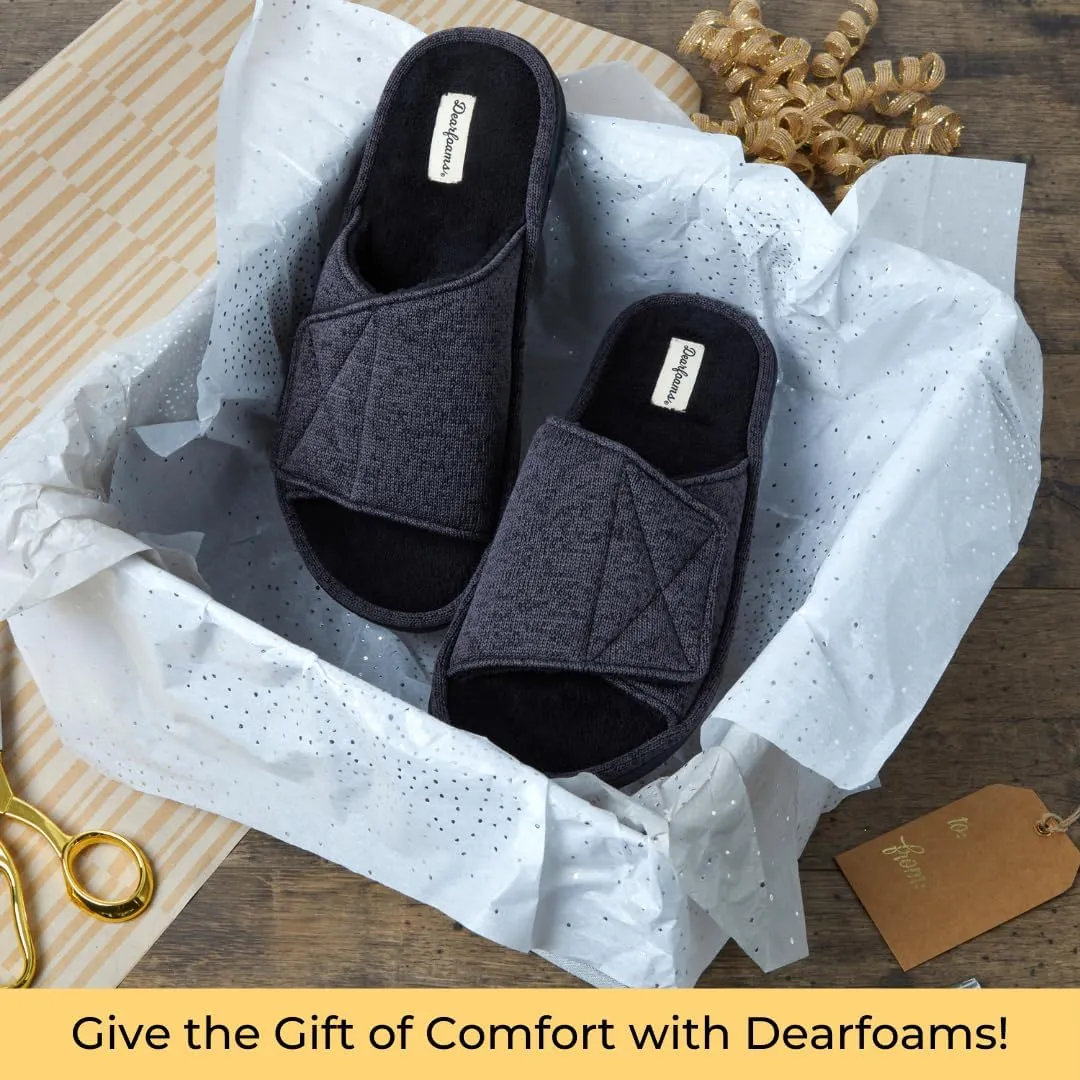 Dearfoams Men's Adjustable Indoor/Outdoor Memory Foam Machine Washable Summer Slide Slipper