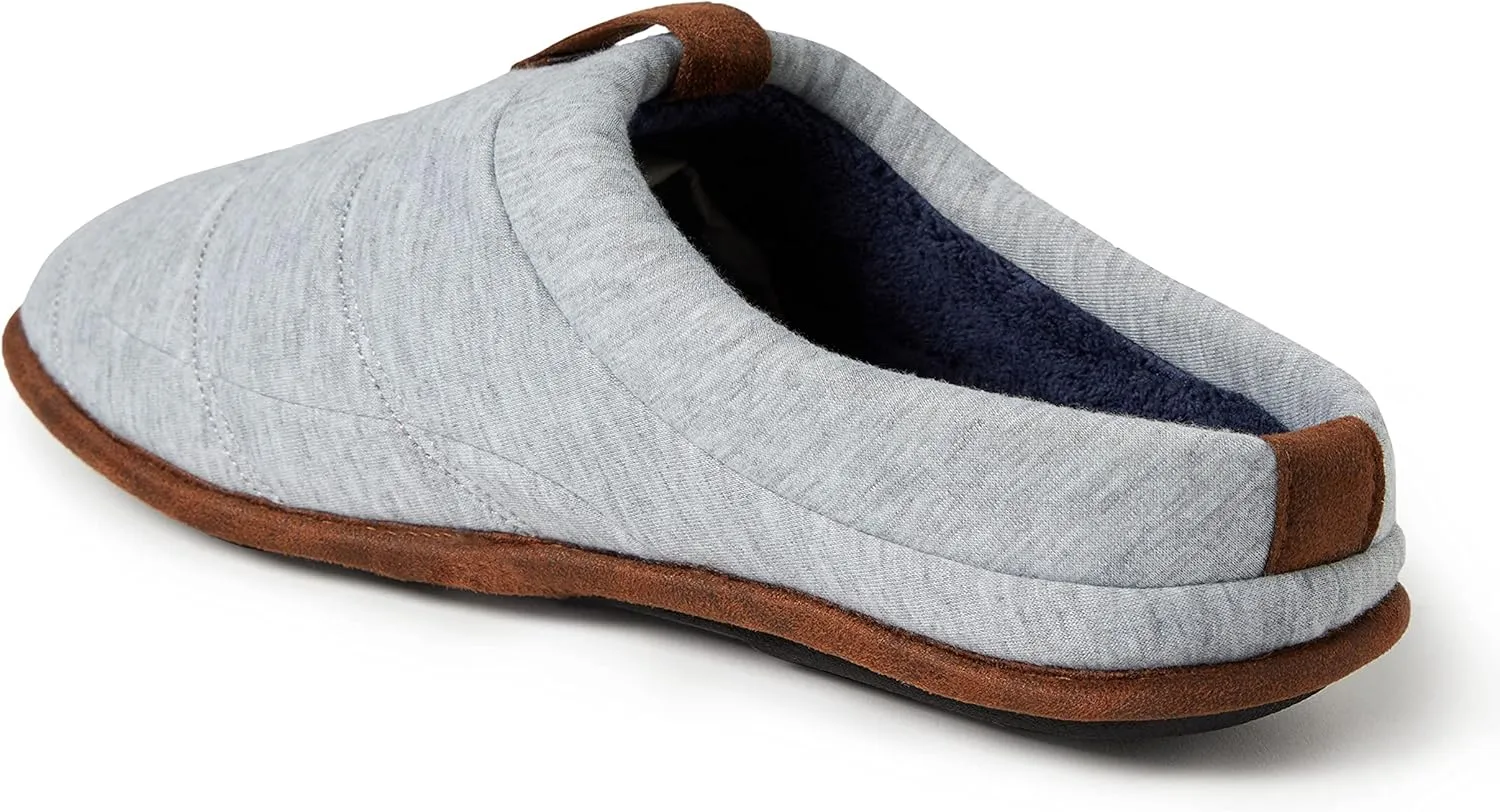 Dearfoams Men's Ashton Quilted Memory Foam Jersey Clog Slipper