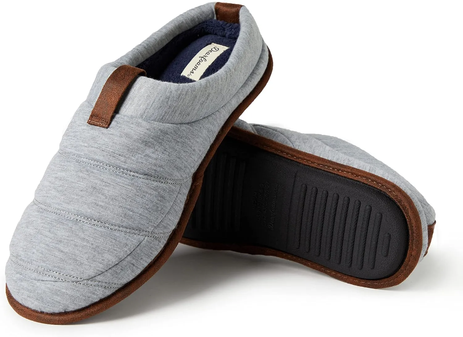 Dearfoams Men's Ashton Quilted Memory Foam Jersey Clog Slipper