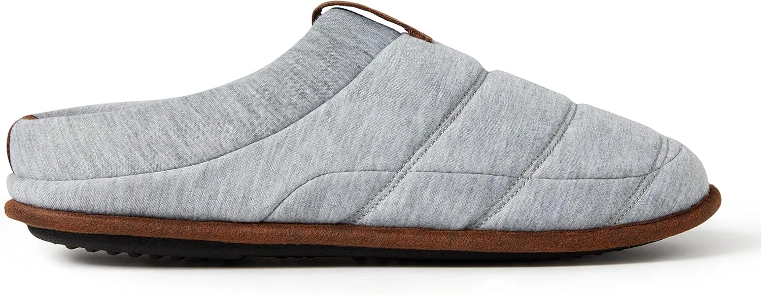 Dearfoams Men's Ashton Quilted Memory Foam Jersey Clog Slipper