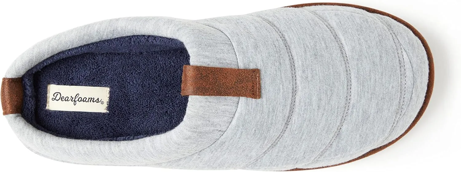 Dearfoams Men's Ashton Quilted Memory Foam Jersey Clog Slipper