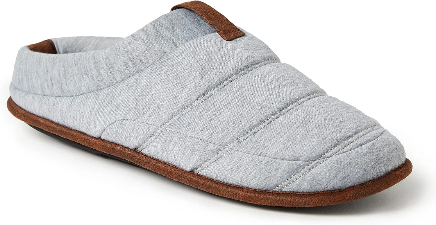 Dearfoams Men's Ashton Quilted Memory Foam Jersey Clog Slipper