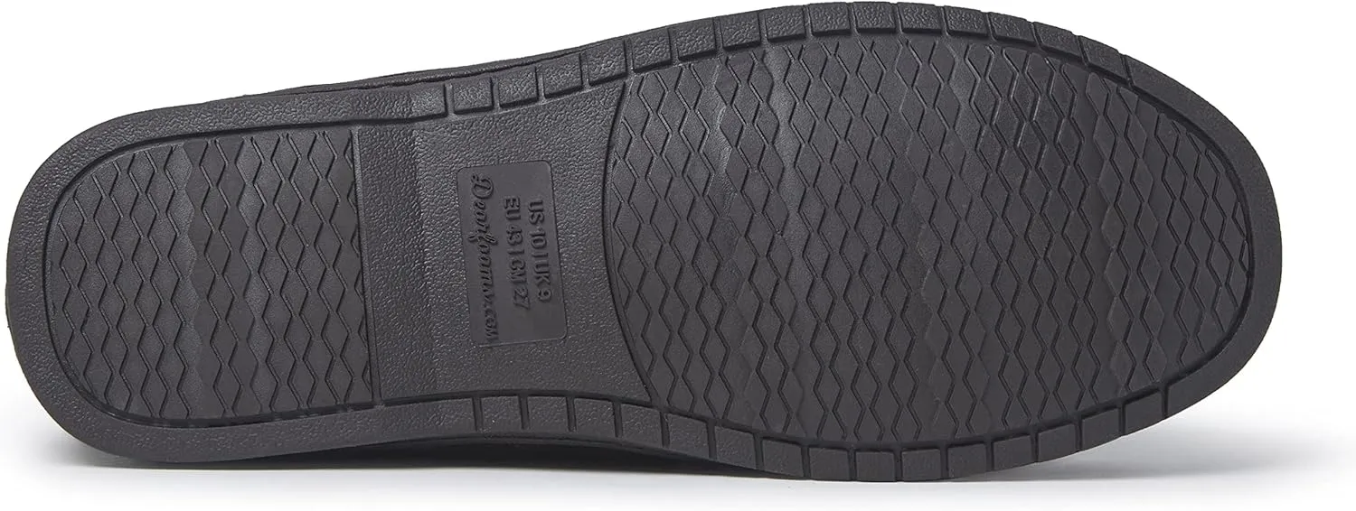 Dearfoams Men's Hudson Genuine Suede Memory Foam Moccasin Slipper with Tie