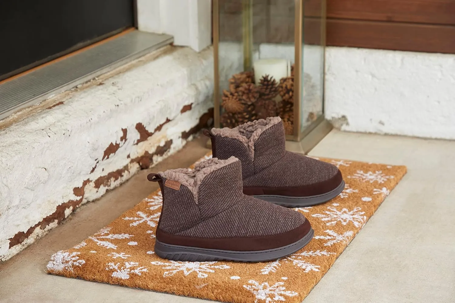 Dearfoams Men's James Woven Indoor/Outdoor Memory Foam Boot Slipper