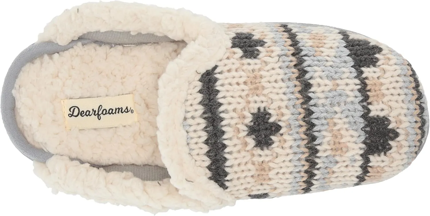 Dearfoams Women's Erin Fairisle Extended Tab Scuff Slipper