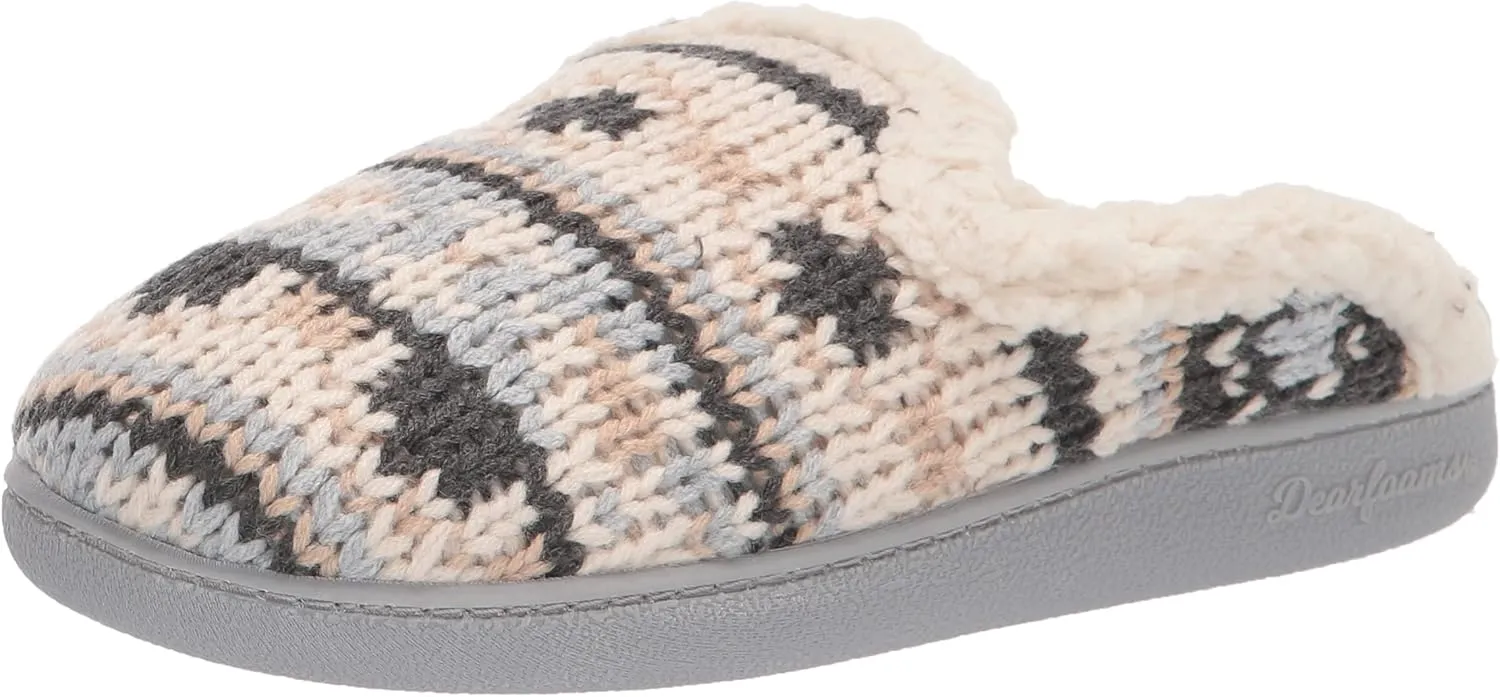Dearfoams Women's Erin Fairisle Extended Tab Scuff Slipper