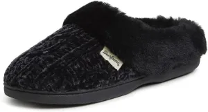 Dearfoams Women's Fuzzy Memory Foam Cable Knit Claire Clog House Slipper with Wide Widths