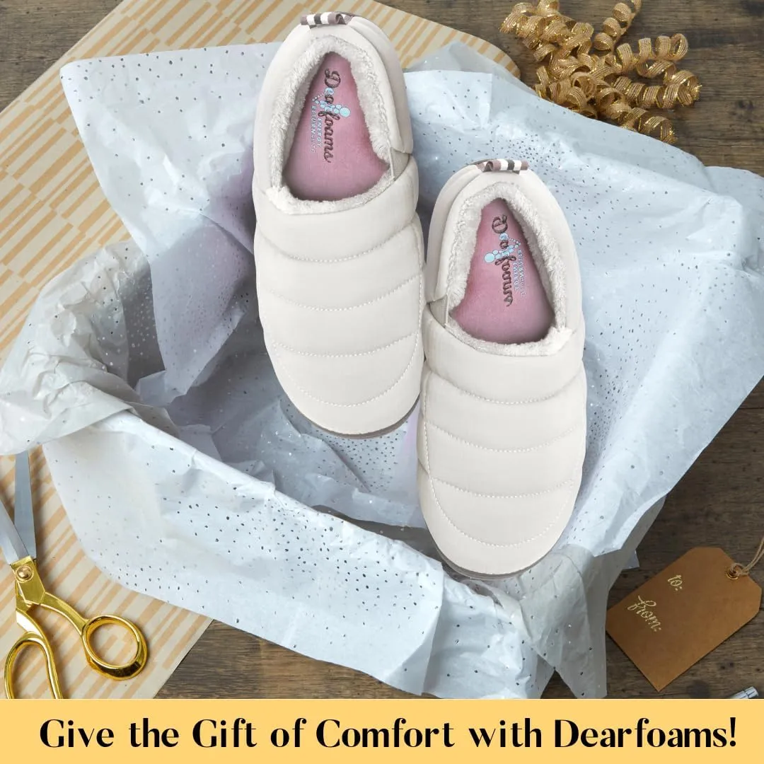 Dearfoams Women's Lightweight Memory Foam Easy on Off Fern Closed Back Slipper