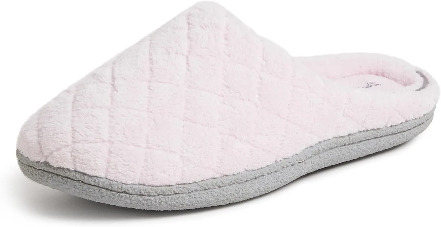 Dearfoams Women's Memory Foam Washable Leslie Clog House Slipper with Wide Widths