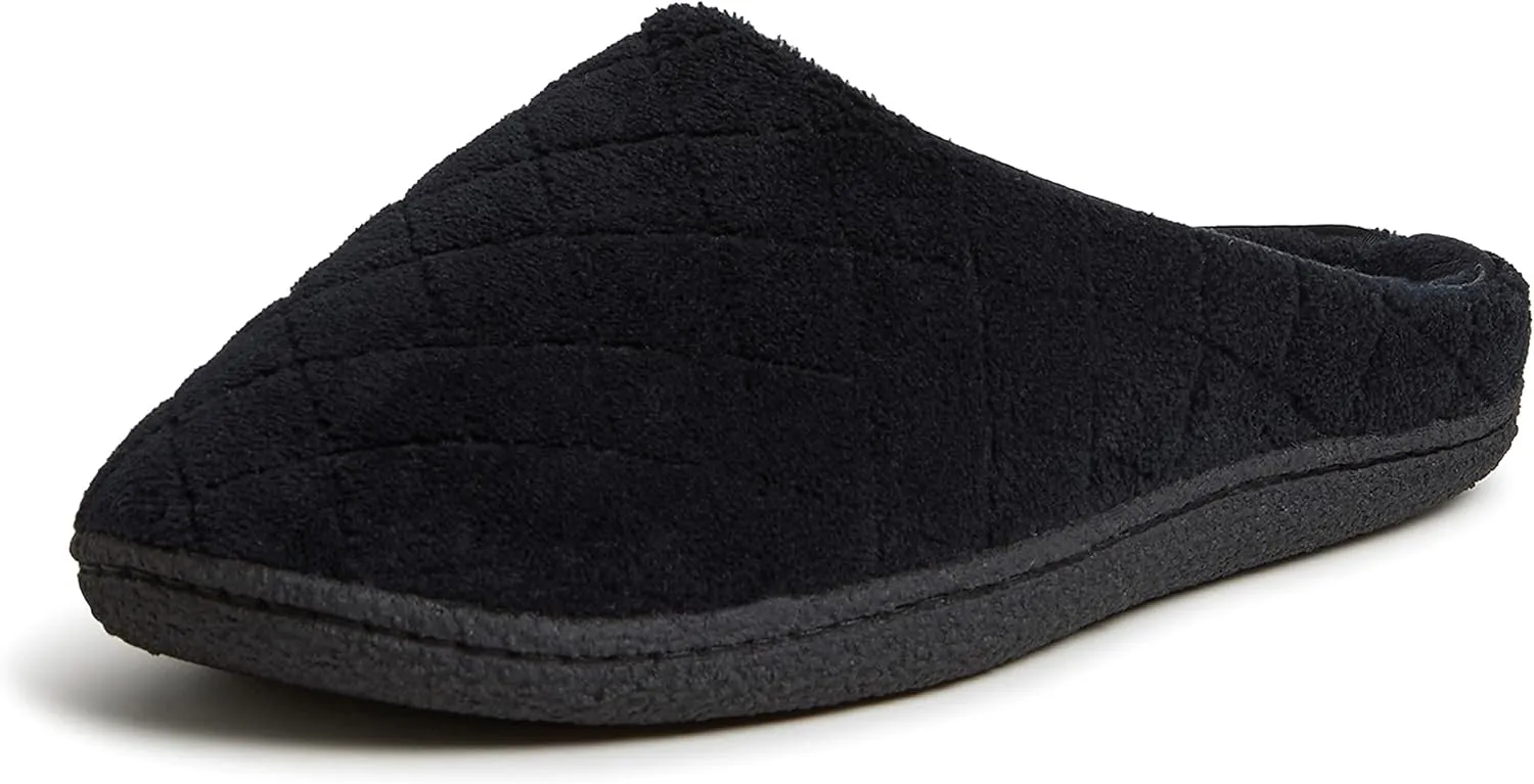 Dearfoams Women's Memory Foam Washable Leslie Clog House Slipper with Wide Widths