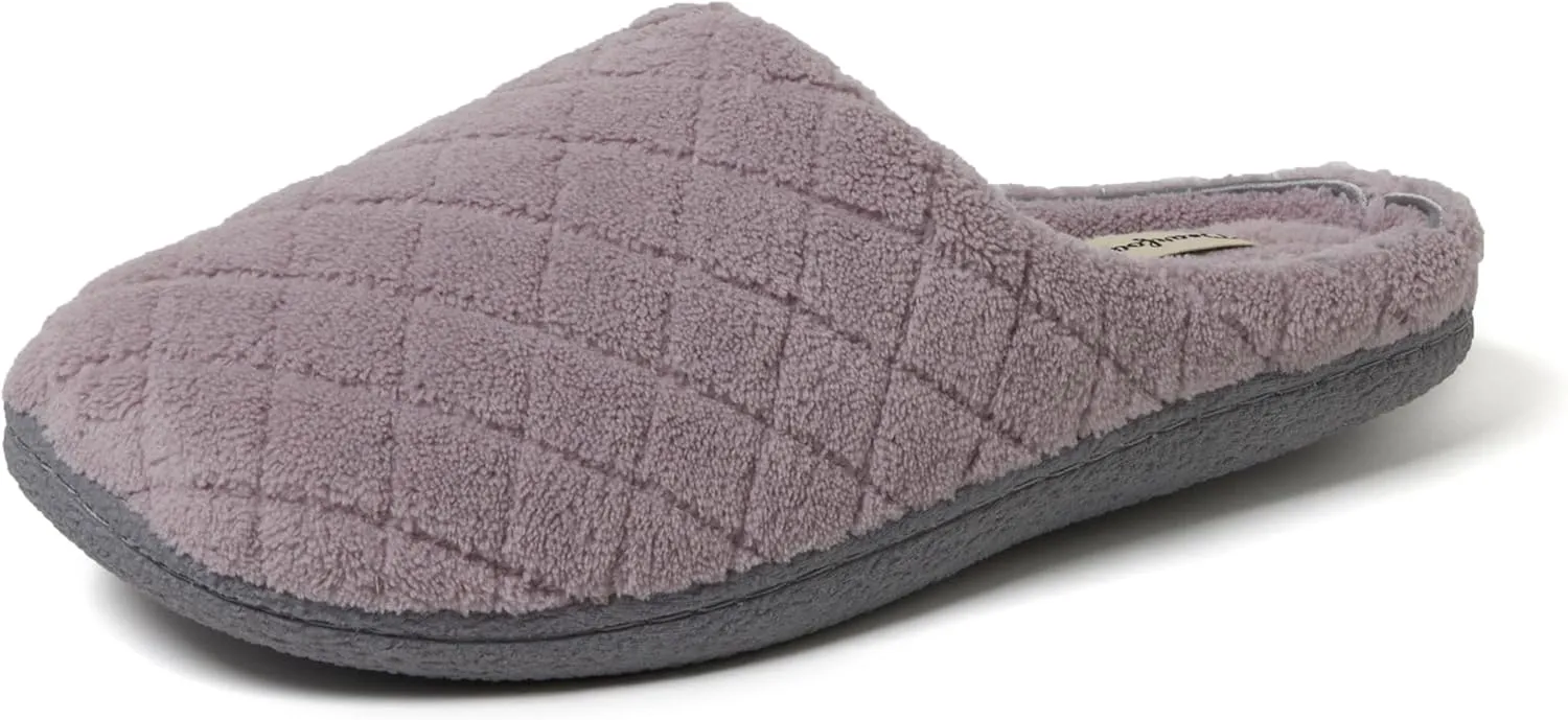 Dearfoams Women's Memory Foam Washable Leslie Clog House Slipper with Wide Widths