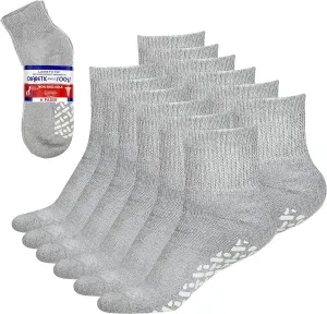 Debra Weitzner 6Pk Non-Binding Loose Fit Sock - Non-Slip Diabetic Socks for Men and Women - Crew, Ankle