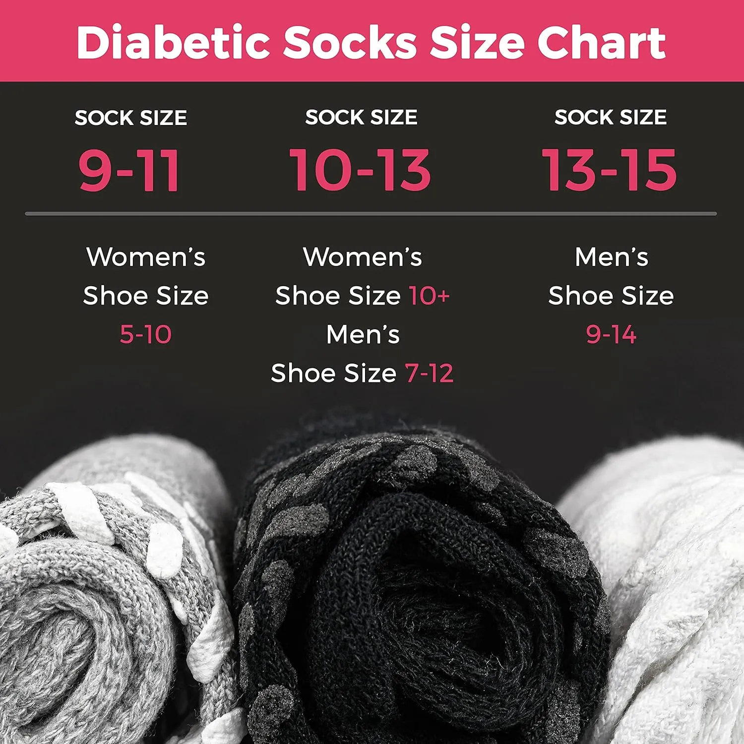 Debra Weitzner 6Pk Non-Binding Loose Fit Sock - Non-Slip Diabetic Socks for Men and Women - Crew, Ankle