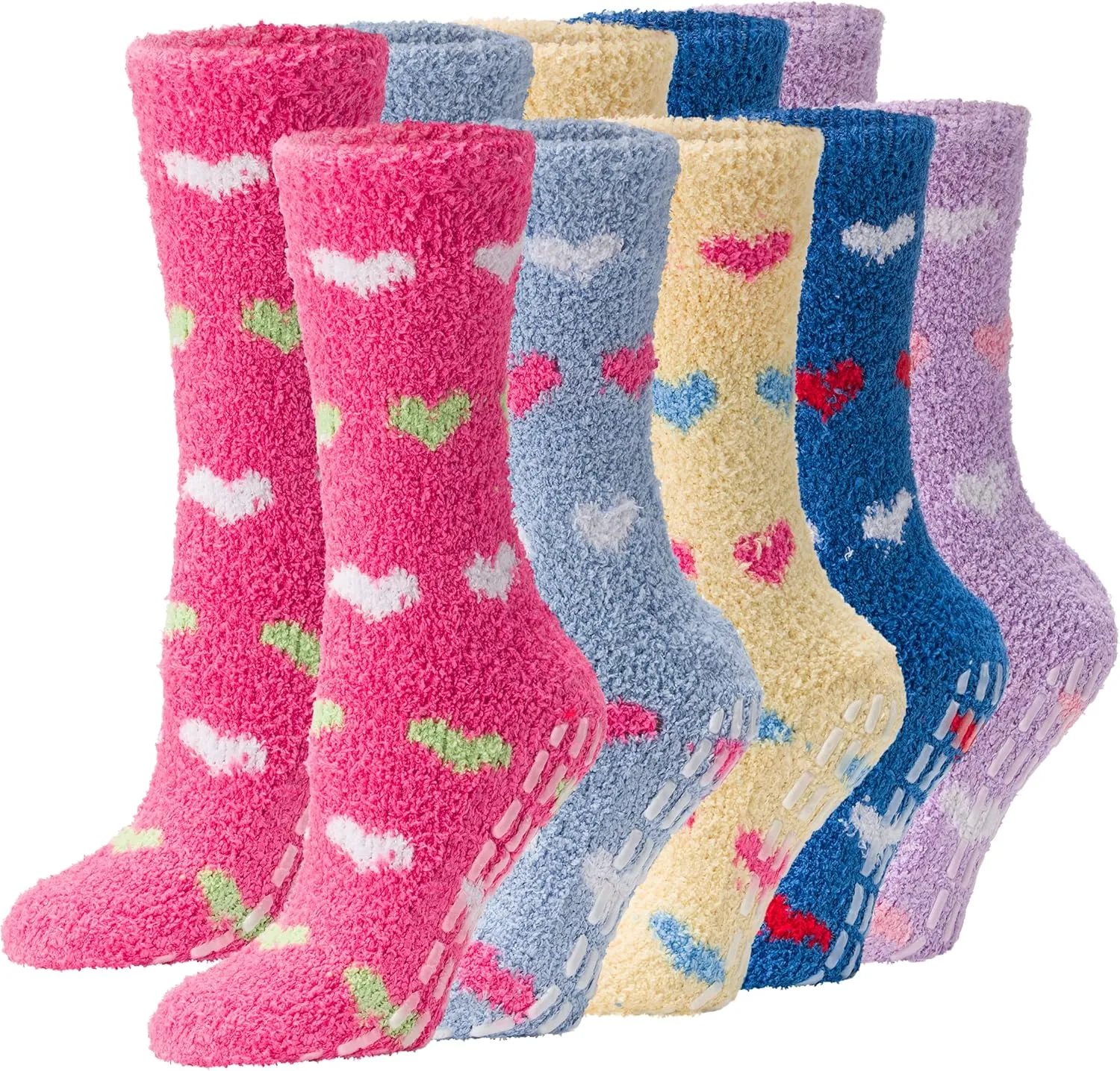 Debra Weitzner Fuzzy Socks for Women Non-Slip Warm Cozy Winter Socks Fleece Slipper Socks Christmas Gift for Women 5/6 Pairs
