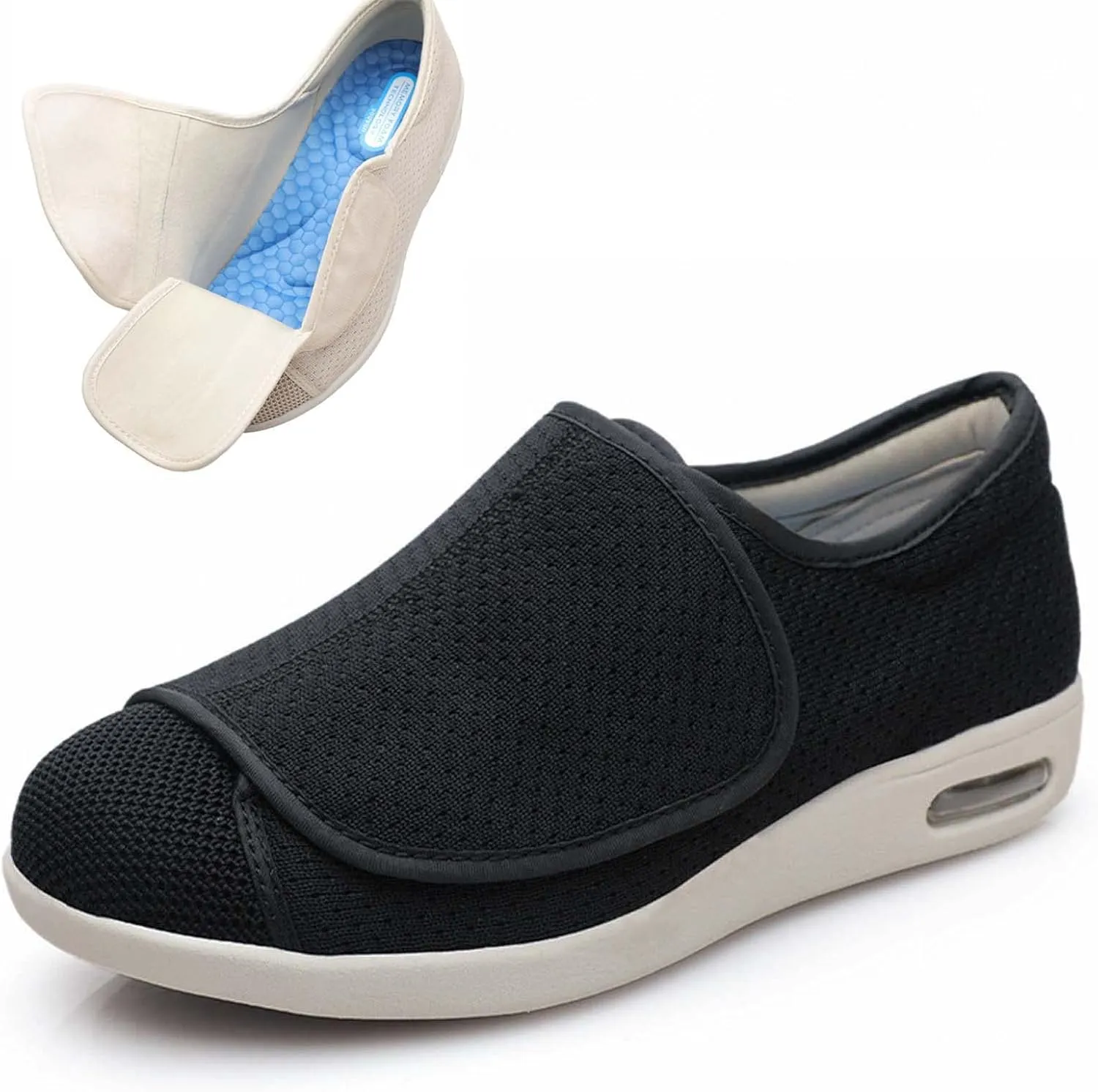 Diabetic Shoes Width Shoe for Elderly Women,Adjustable Closure Lightweight Breathable Swollen Feet Walking Edema Sneakers
